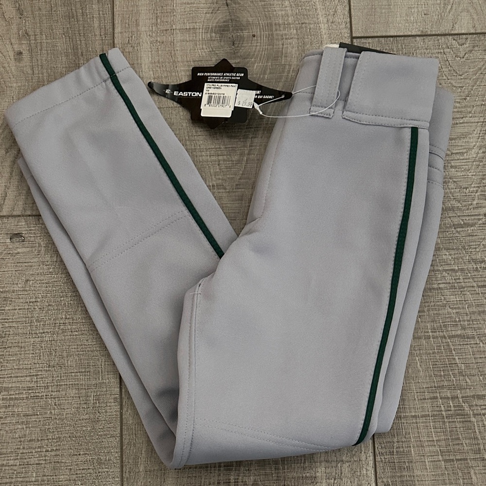 New Youth YM Pro Plus Green Piped Grey Baseball Pants